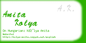 anita kolya business card