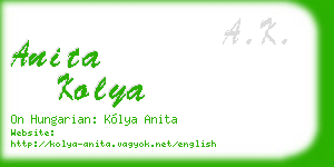 anita kolya business card